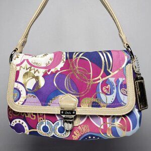 (COACH 18383) Limited Edition Graffiti Poppy Shoulder Bag